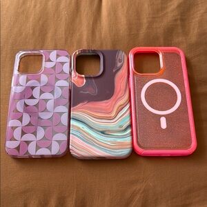 Stylish Phone Case Set - Pink, Multicolor, and Red